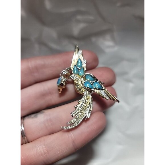 Authentic Vintage Marcel Boucher Phoenix Bird of Paradise Embedded Opal Brooch - Picture 3 of 14